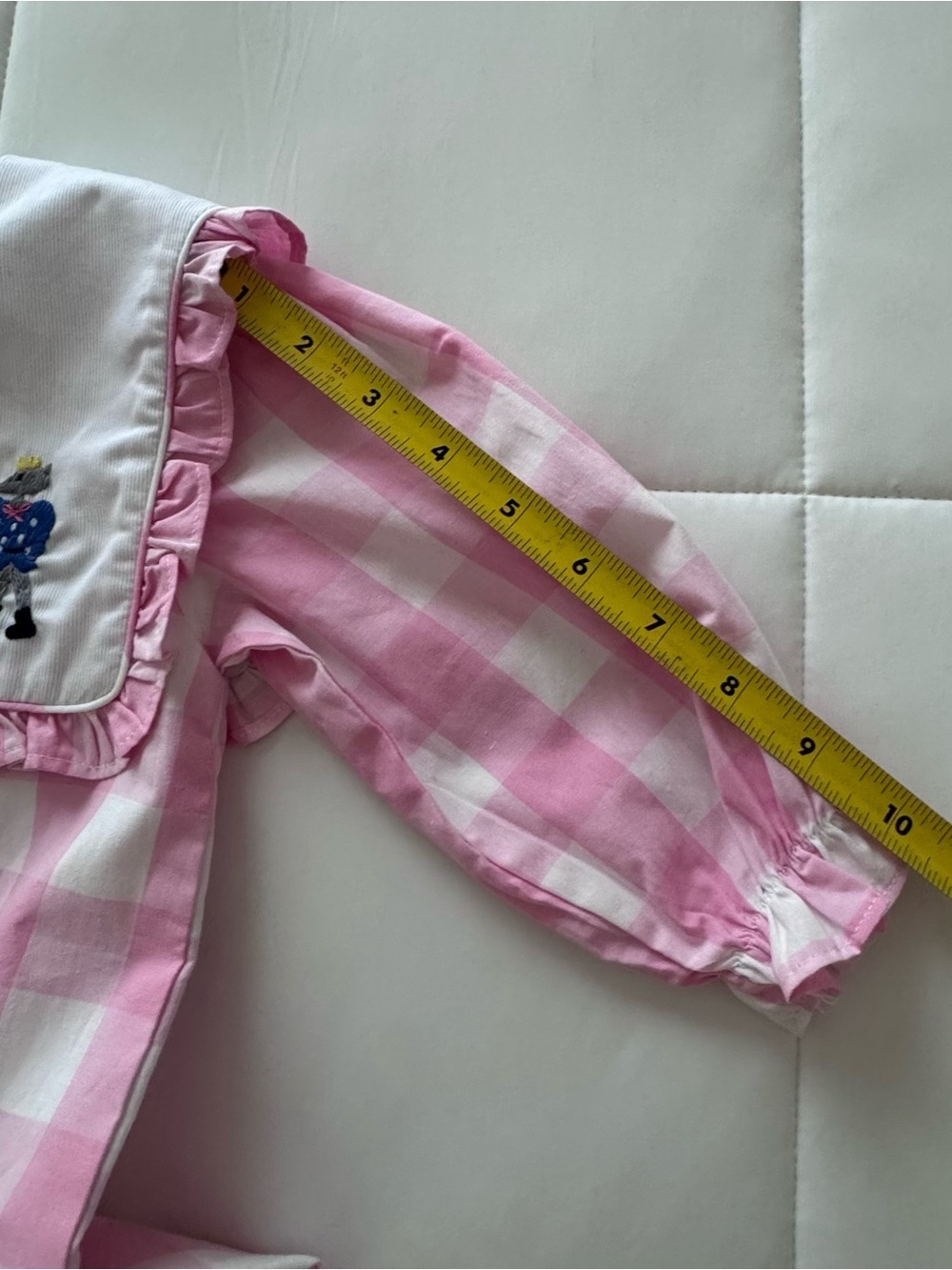 Cecil & Lou Pink Gingham Embroidered Bib One-Piece Footie - Picture 4 of 12